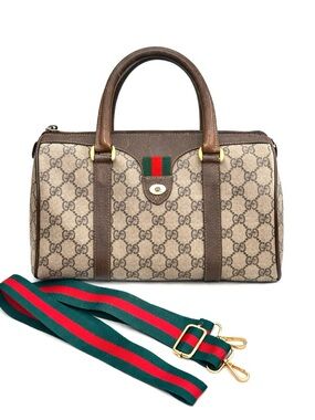 GUCCI Vintage GG Supreme Sherry Line Boston Bag